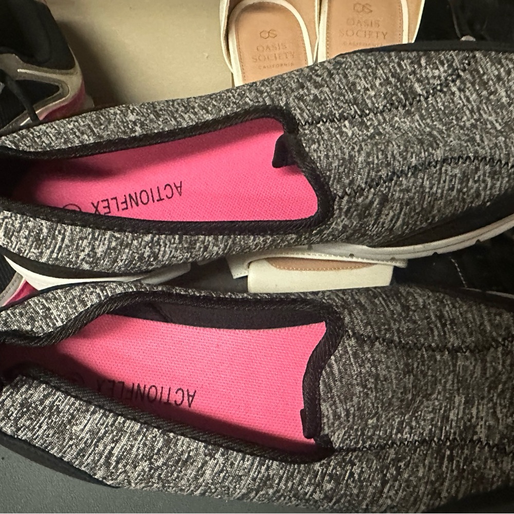 Women's‎ Black and Gray Slip-On Loafers